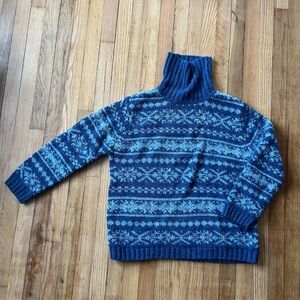 London Fog Blue Patterned Women's Turtleneck Sweater